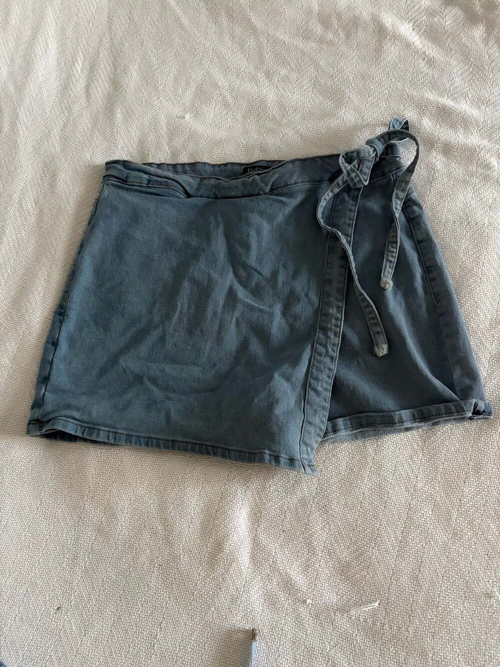 bebe Denim Wrap Skort Tie-Waist Size 16